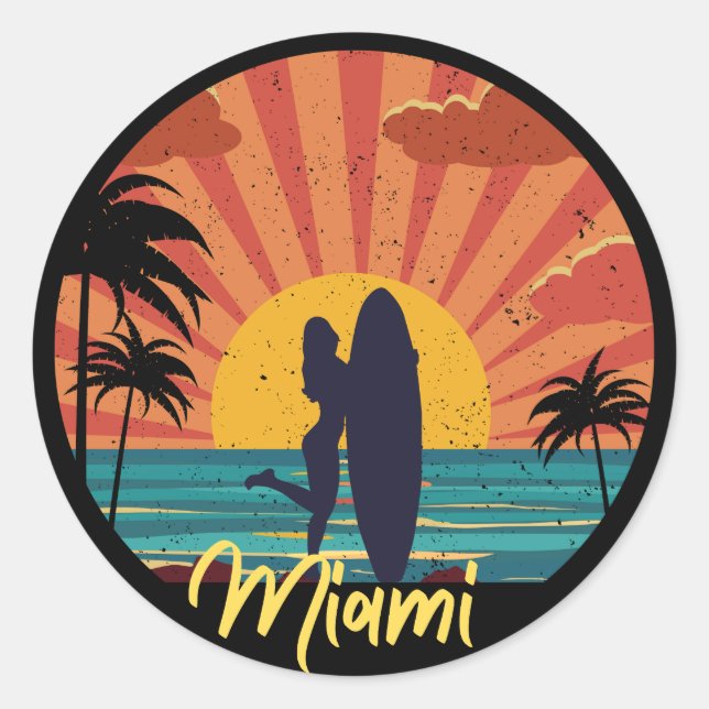 Sticker Rond Miami Beach (Devant)