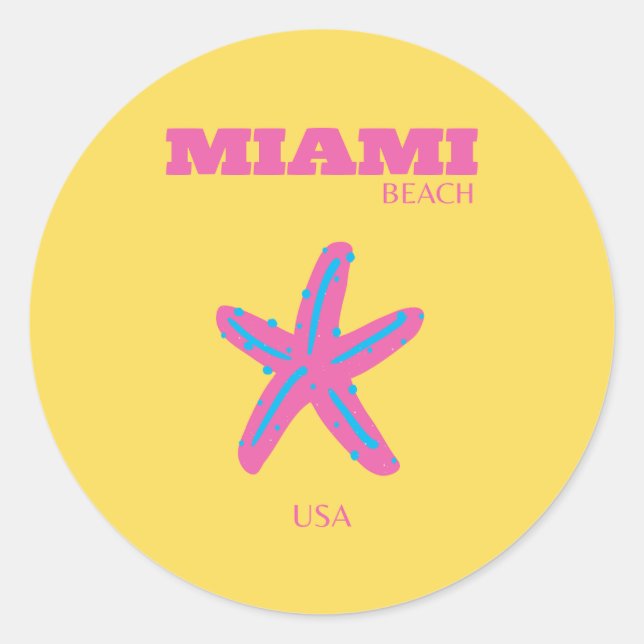 Sticker Rond Miami, Miami Beach, Travel Art (Devant)