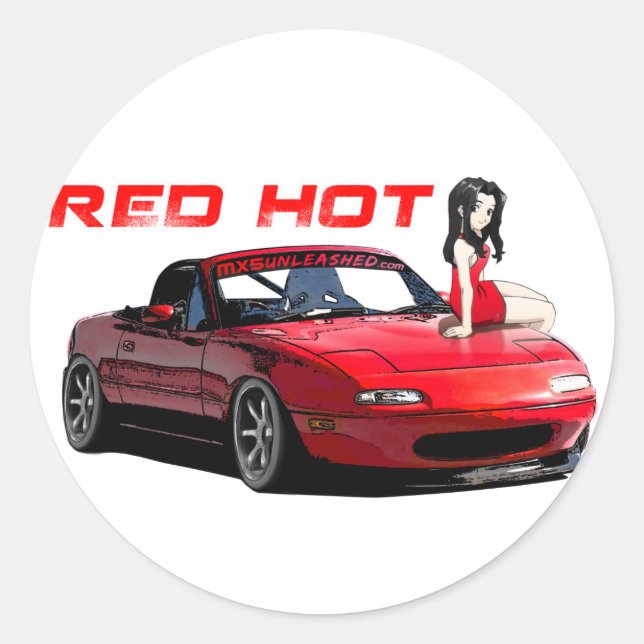 Sticker Rond Miata MX-5 Rouge Hot (Devant)