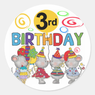Sticker Rond Mice 3e anniversaire T-shirts et cadeaux