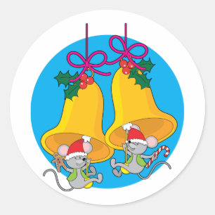Sticker Rond Mice Bell de Noël