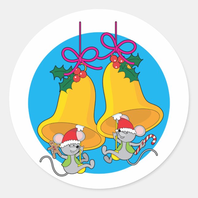 Sticker Rond Mice Bell de Noël (Devant)