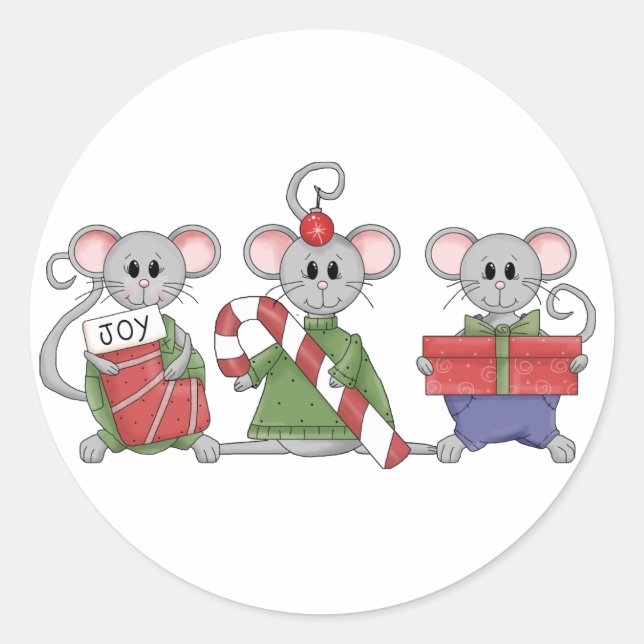Sticker Rond Mice de Noël (Devant)