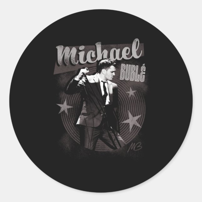 Sticker Rond Michael Bublã© Sur Le Style Mic (Devant)