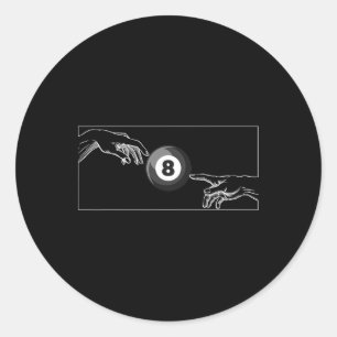 Sticker Rond Michelangelo Billard Artistique Main De Dieu Noir