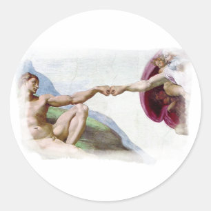 Sticker Rond Michelangelo Création De L'Homme - Dieu Adam Check
