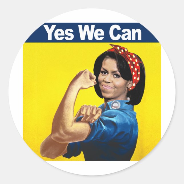Sticker Rond MICHELLE LE RIVETER - OUI NOUS POUVONS.png (Devant)
