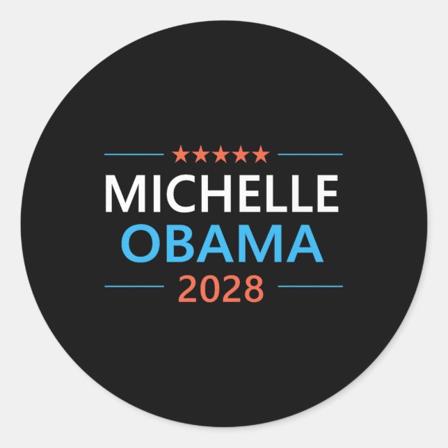 Sticker Rond Michelle Obama 2028 Pour L'Élection Du Président D (Devant)