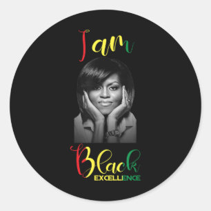 Sticker Rond Michelle Obama Black Excellence Black History Mont