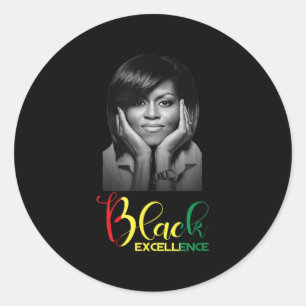 Sticker Rond Michelle Obama Black Excellence Black History Mont