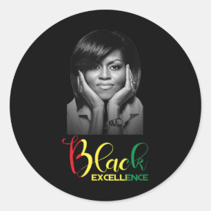Sticker Rond Michelle Obama Black Excellence Black History Mont