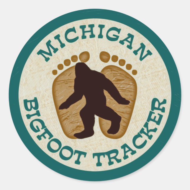 Sticker Rond Michigan Bigfoot Tracker (Devant)