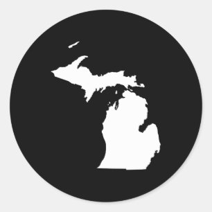 Sticker Rond Michigan en blanc et noir