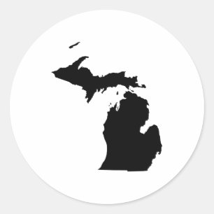 Sticker Rond Michigan en noir et blanc