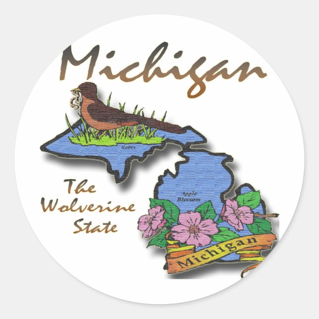 Sticker Rond Michigan État Wolverine Robin Apple (Devant)