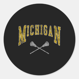 Sticker Rond Michigan Lacrosse Lacrosse Vintage Lax Joueurs Et 