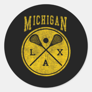 Sticker Rond Michigan Lacrosse Vintage Lax Vintage Michigan Lac
