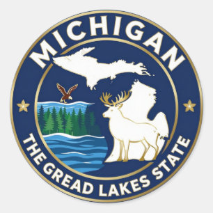 Sticker Rond MICHIGAN Patrimoine de l'État des Grands Lacs