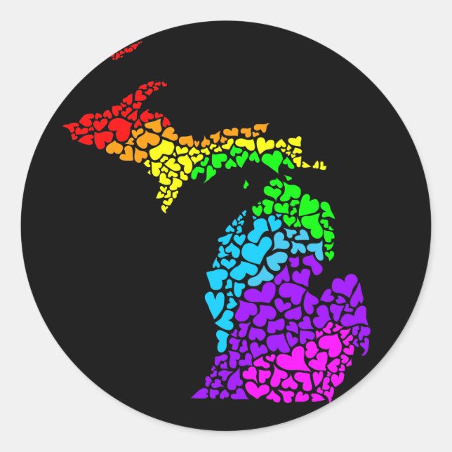 Sticker Rond michigan pride : arc-en-ciel (Devant)