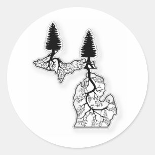 Sticker Rond Michigan Roots