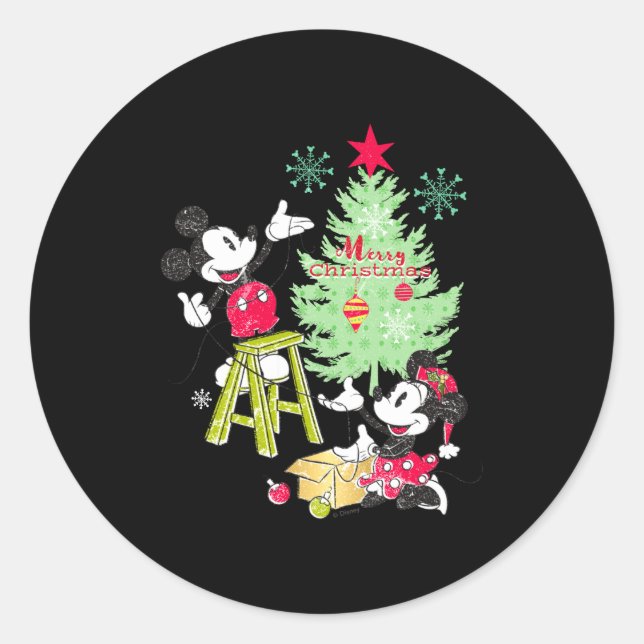 Sticker Rond Mickey Minnie Clic Christmas Tree  (Devant)