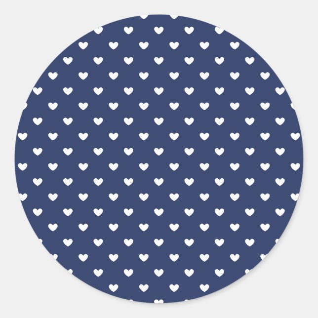 Sticker Rond Micro cœurs blancs - Bleu marine (Devant)