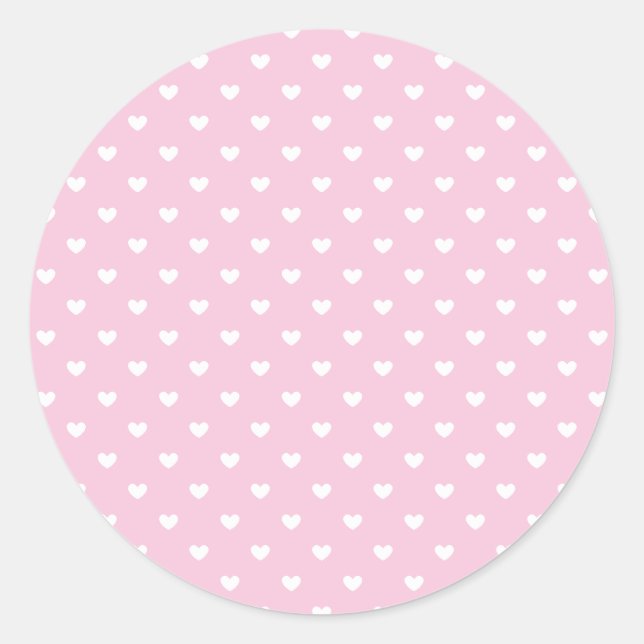 Sticker Rond Micro cœurs blancs - Rose clair  (Devant)