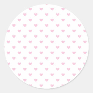 Sticker Rond Micro Hearts Rose Clair - Blanc