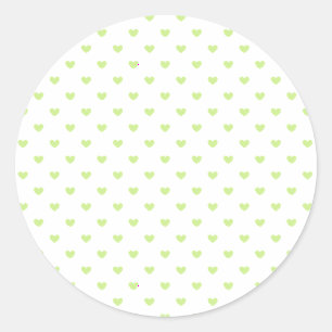 Sticker Rond Micro Hearts Spring Green - Blanc