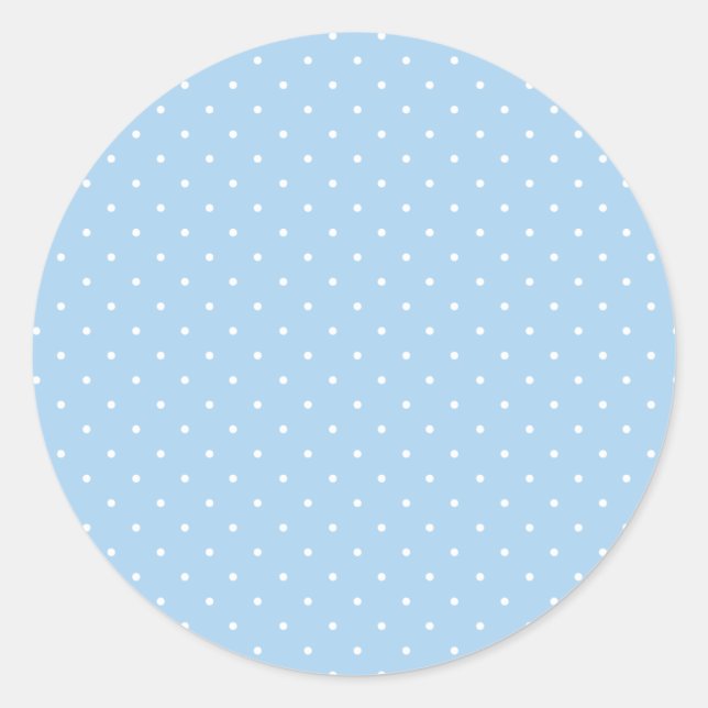 Sticker Rond Micro pois blanc - Bleu bébé (Devant)
