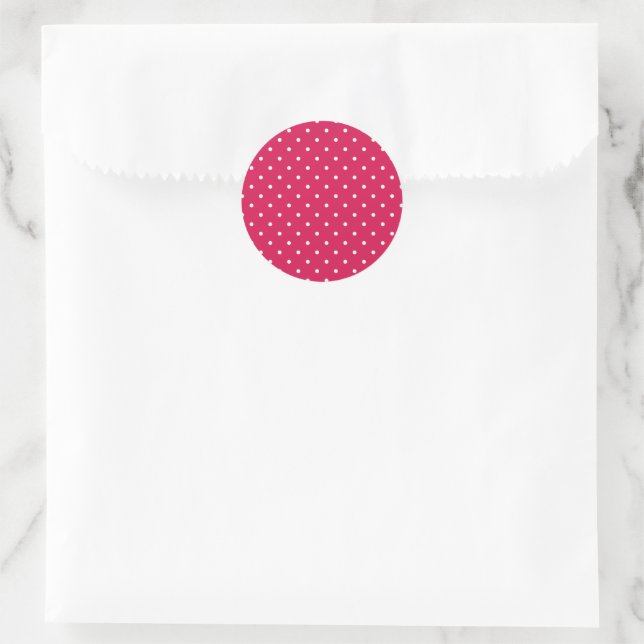 Sticker Rond Micro pois blanc - Framboise (Sac)