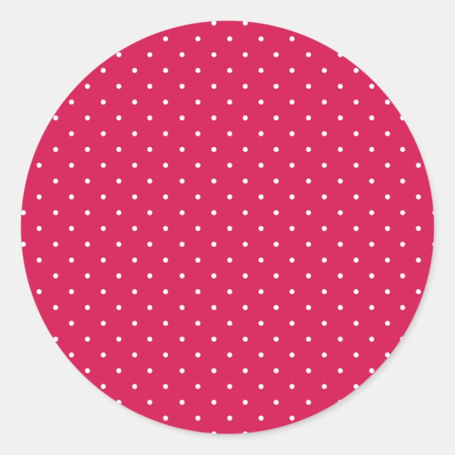 Sticker Rond Micro pois blanc - Rouge framboise (Devant)