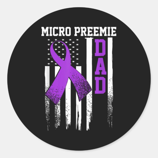 Sticker Rond Micro Preemie Nicu New Dad Healthy Premature Birth (Devant)
