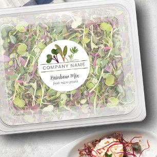 Sticker Rond Microgreen Grower Food Étiquettes, Nom de l'entrep