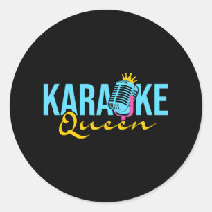 Sticker Rond Microphone Karaoke Queen chantant musique amoureux