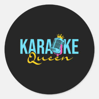 Sticker Rond Microphone Karaoke Queen chantant musique amoureux
