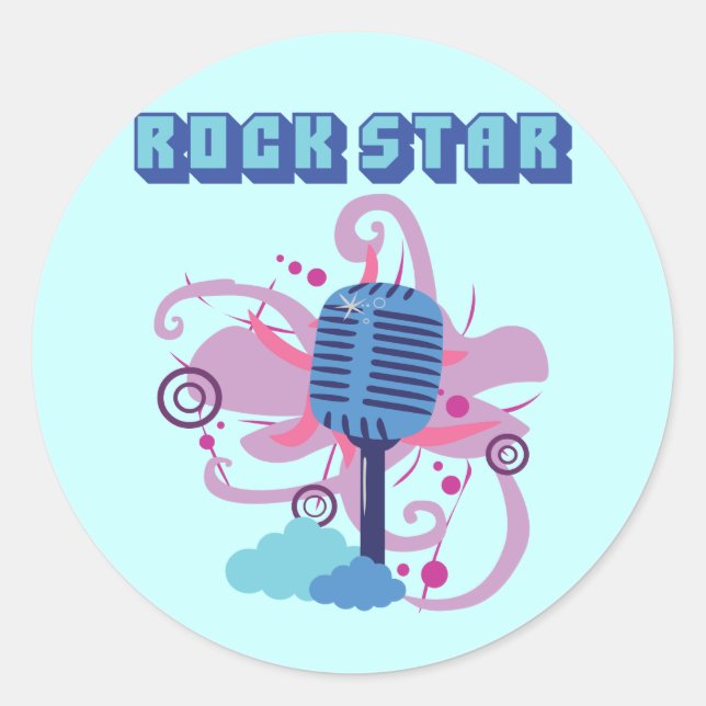 Sticker Rond Microphone rock Star (Devant)