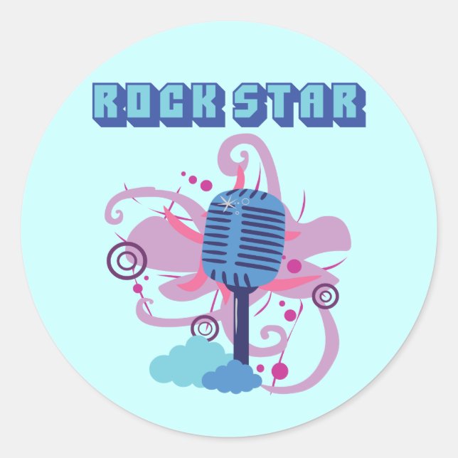 Sticker Rond Microphone rock Star (Devant)