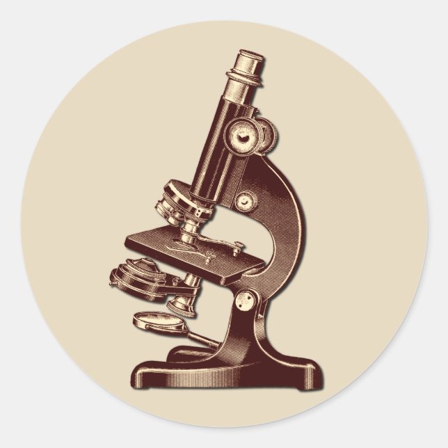 Sticker Rond Microscope vintage (Devant)