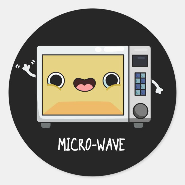 Sticker Rond Microwave Funny Pun Dark BG (Devant)