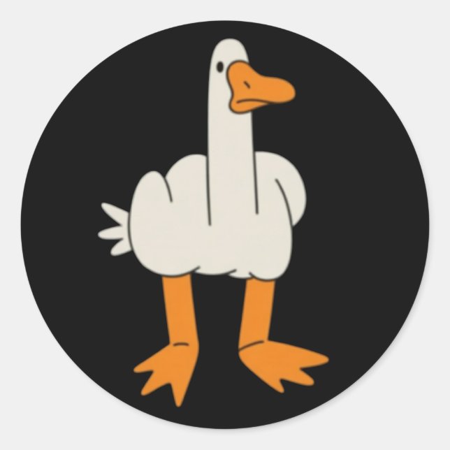 Sticker Rond Middle Finger Seagull Humor Funny Gesture Flip Off (Devant)