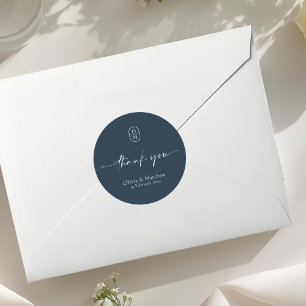 Sticker Rond Midnight Blue   Chic & Moderne Monogramme de Maria