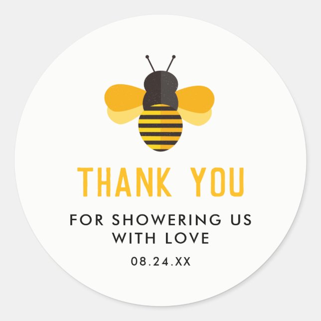 Sticker Rond Miel Bee Baby shower Merci Favoriser (Devant)