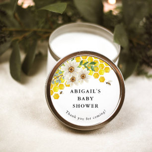 Sticker Rond Miel Bee et marguerites Faveur personnalisée