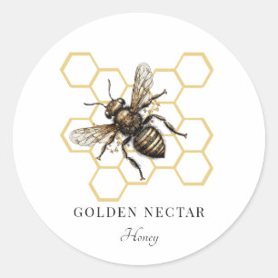 Sticker Rond Miel d'abeille d'or