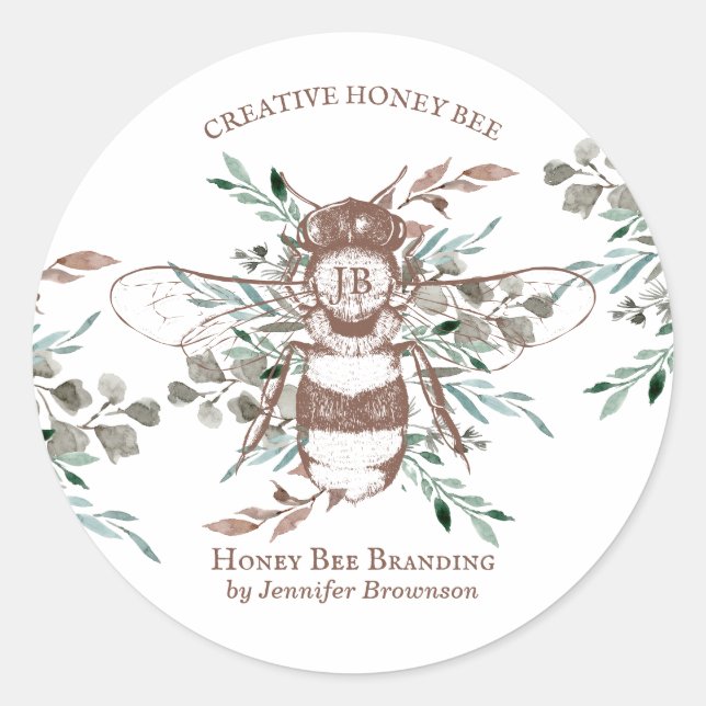 Sticker Rond Miel de fleur de rucher d'abeilles (Devant)