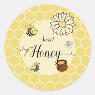 Sticker Rond Miel doux petite abeille mignonne