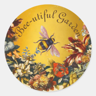 STICKER ROND MIEL FLEURS DE PRINTEMPS ABEILLE / APICULTRICE FLO