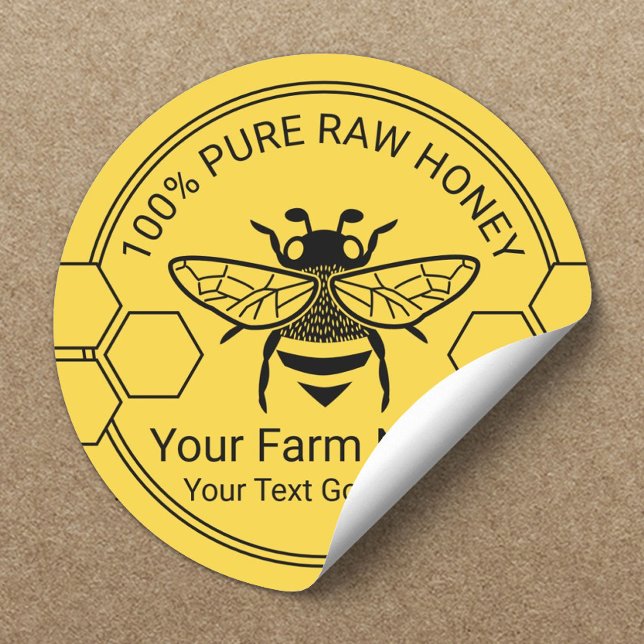 Sticker Rond Miel Jar Bee Honey Apiary Beekeeper Farm Miel (Créateur téléchargé)