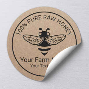 Sticker Rond Miel Jar Miel frais Bee Apiary Beekeeper